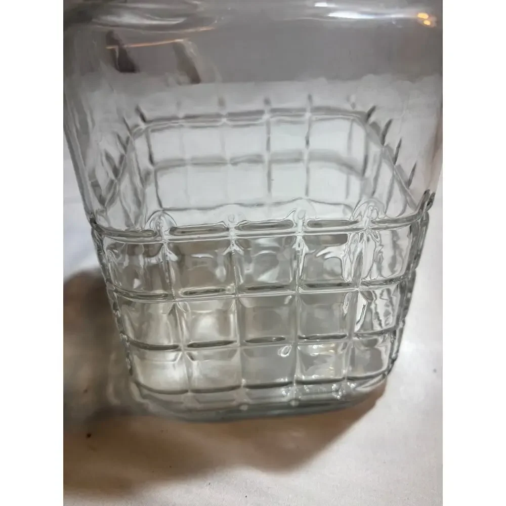 Vintage Clear Glass Square Canister with Lid